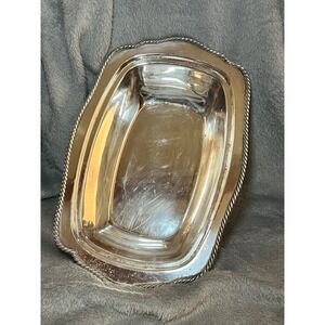 Vintage EPNS Silverplate Serving Tray Rope Edge Rectangular 11in Patina